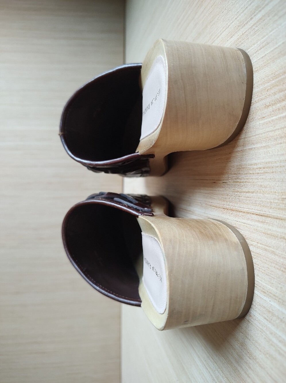 Loeffler Randall Polina Clogs Slides Mules Leather Weave Cherry Brown Sandals 8 - Picture 14 of 16
